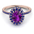 Oval Amethyst Halo Hidden Sapphires Ring - Amy No. 314 image 3