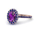 Oval Amethyst Halo Hidden Sapphires Ring - Amy No. 314 image 1