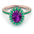 Oval Amethyst Halo Hidden Emeralds Ring - Amy No. 305 image 3