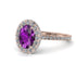 Oval Amethyst Halo Hidden Diamonds Ring - Amy No. 302