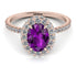 Oval Amethyst Halo Hidden Diamonds Ring - Amy No. 302