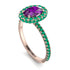 Oval Amethyst Halo Hidden Emeralds Ring - Amy No. 305 image 2