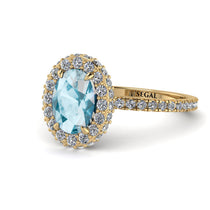 Oval Aquamarine Halo Hidden Diamonds Ring - Amy No. 401 image 1