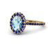Oval Aquamarine Halo Hidden Sapphires Ring - Amy No. 413