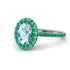Oval Aquamarine Halo Hidden Emeralds Ring - Amy No. 406 image 1
