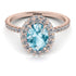 Oval Aquamarine Halo Hidden Diamonds Ring - Amy No. 402 image 3