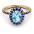 Oval Aquamarine Halo Hidden Sapphires Ring - Amy No. 413