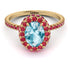 Oval Aquamarine Halo Hidden Rubies Ring - Amy No. 410 image 3