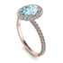 Oval Aquamarine Halo Hidden Diamonds Ring - Amy No. 402