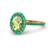 Oval Peridot Halo Hidden Emeralds Ring - Amy No. 704