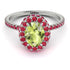 Oval Peridot Halo Hidden Rubies Ring - Amy No. 712