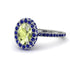 Oval Peridot Halo Hidden Sapphires Ring - Amy No. 715