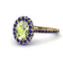 Oval Peridot Halo Hidden Sapphires Ring - Amy No. 713