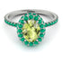 Oval Peridot Halo Hidden Emeralds Ring - Amy No. 706 image 3