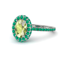 Oval Peridot Halo Hidden Emeralds Ring - Amy No. 706 image 1