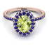 Oval Peridot Halo Hidden Sapphires Ring - Amy No. 714