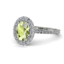 Oval Peridot Halo Hidden Diamonds Ring - Amy No. 703 image 1