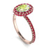 Oval Peridot Halo Hidden Rubies Ring - Amy No. 711
