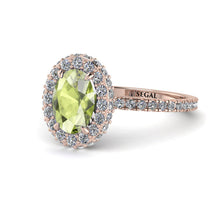 Oval Peridot Halo Hidden Diamonds Ring - Amy No. 702 image 1
