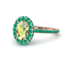 Oval Peridot Halo Hidden Emeralds Ring - Amy No. 705 image 1