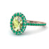 Oval Peridot Halo Hidden Emeralds Ring - Amy No. 705