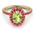 Oval Peridot Halo Hidden Rubies Ring - Amy No. 710