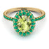 Oval Peridot Halo Hidden Emeralds Ring - Amy No. 704 image 3