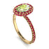 Oval Peridot Halo Hidden Rubies Ring - Amy No. 710