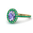 Oval Tanzanite Halo Hidden Emeralds Ring - Amy No. 204 image 1