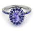 Oval Tanzanite Halo Hidden Sapphires Ring - Amy No. 215