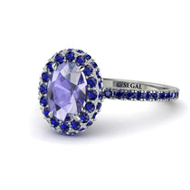 Oval Tanzanite Halo Hidden Sapphires Ring - Amy No. 215 image 1