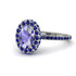 Oval Tanzanite Halo Hidden Sapphires Ring - Amy No. 215