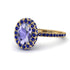 Oval Tanzanite Halo Hidden Sapphires Ring - Amy No. 213