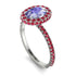 Oval Tanzanite Halo Hidden Rubies Ring - Amy No. 212