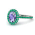 Oval Tanzanite Halo Hidden Emeralds Ring - Amy No. 206