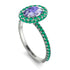 Oval Tanzanite Halo Hidden Emeralds Ring - Amy No. 206