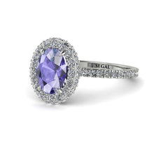 Oval Tanzanite Halo Hidden Diamonds Ring - Amy No. 203 image 1