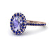 Oval Tanzanite Halo Hidden Sapphires Ring - Amy No. 214