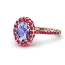 Oval Tanzanite Halo Hidden Rubies Ring - Amy No. 211 image 1