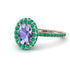 Oval Tanzanite Halo Hidden Emeralds Ring - Amy No. 205