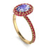 Oval Tanzanite Halo Hidden Rubies Ring - Amy No. 210