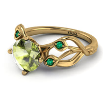 Peridot Blossom 14K Golden Nature Inspired Engagement Ring - Haley No. 704 image 1