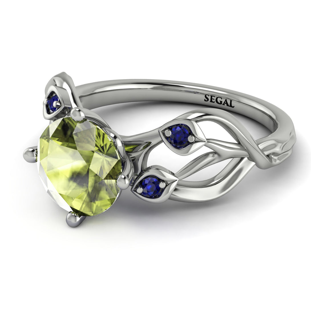 Peridot Blossom 14K Golden Nature Inspired Engagement Ring - Haley No. 715