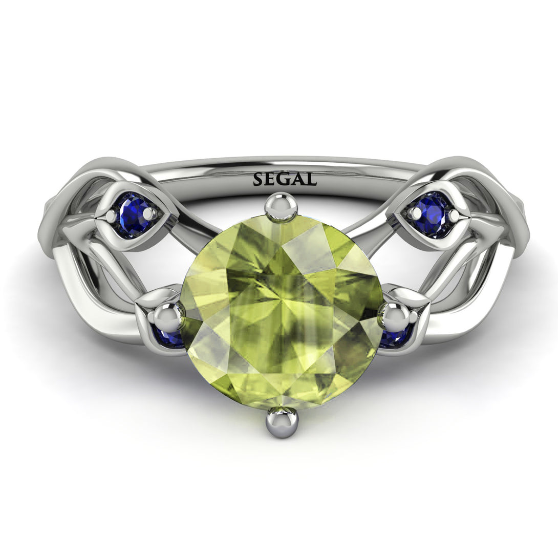 Peridot Blossom 14K Golden Nature Inspired Engagement Ring - Haley No. 715