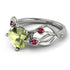 Peridot Blossom 14K Golden Nature Inspired Engagement Ring - Haley No. 712