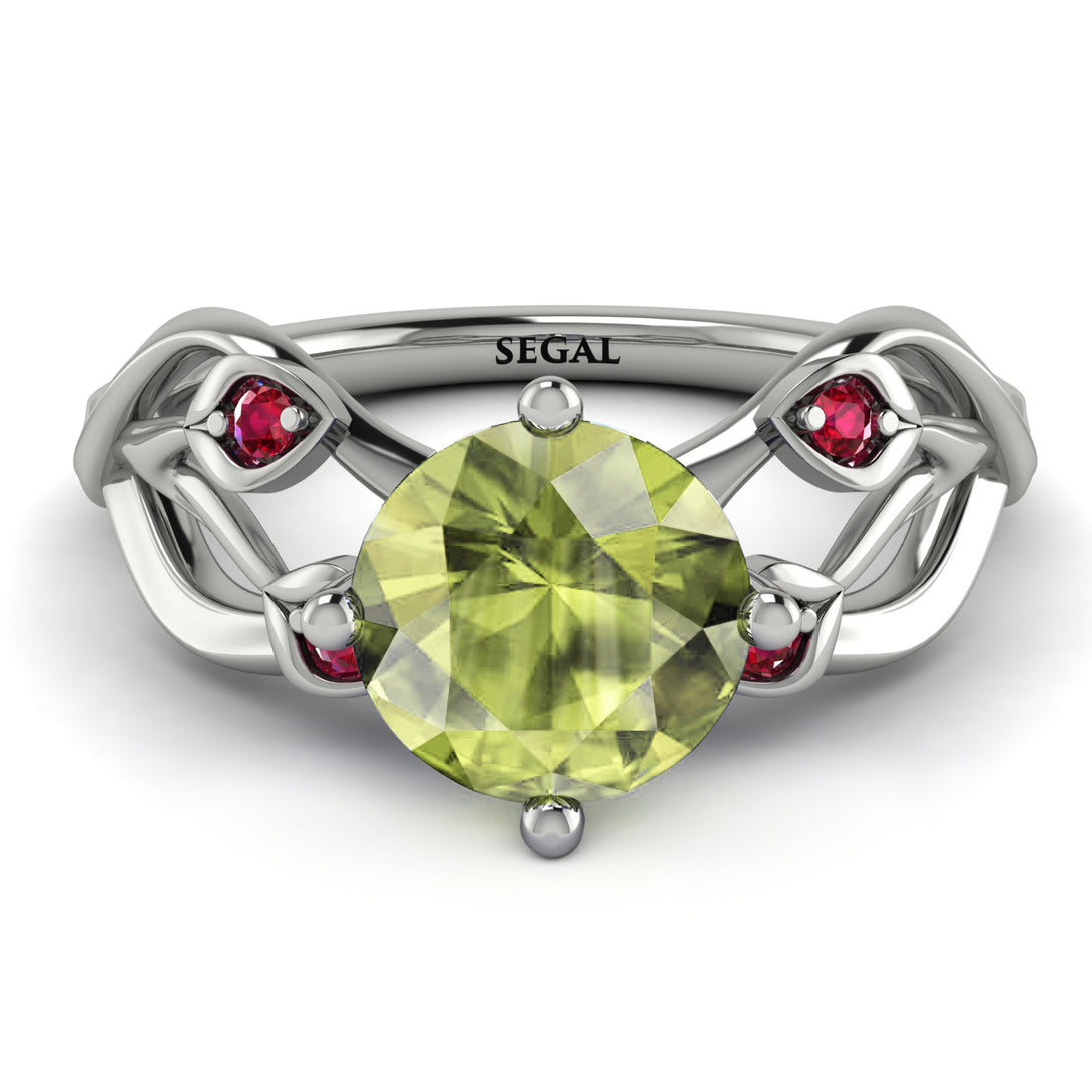 Peridot Blossom 14K Golden Nature Inspired Engagement Ring - Haley No. 712
