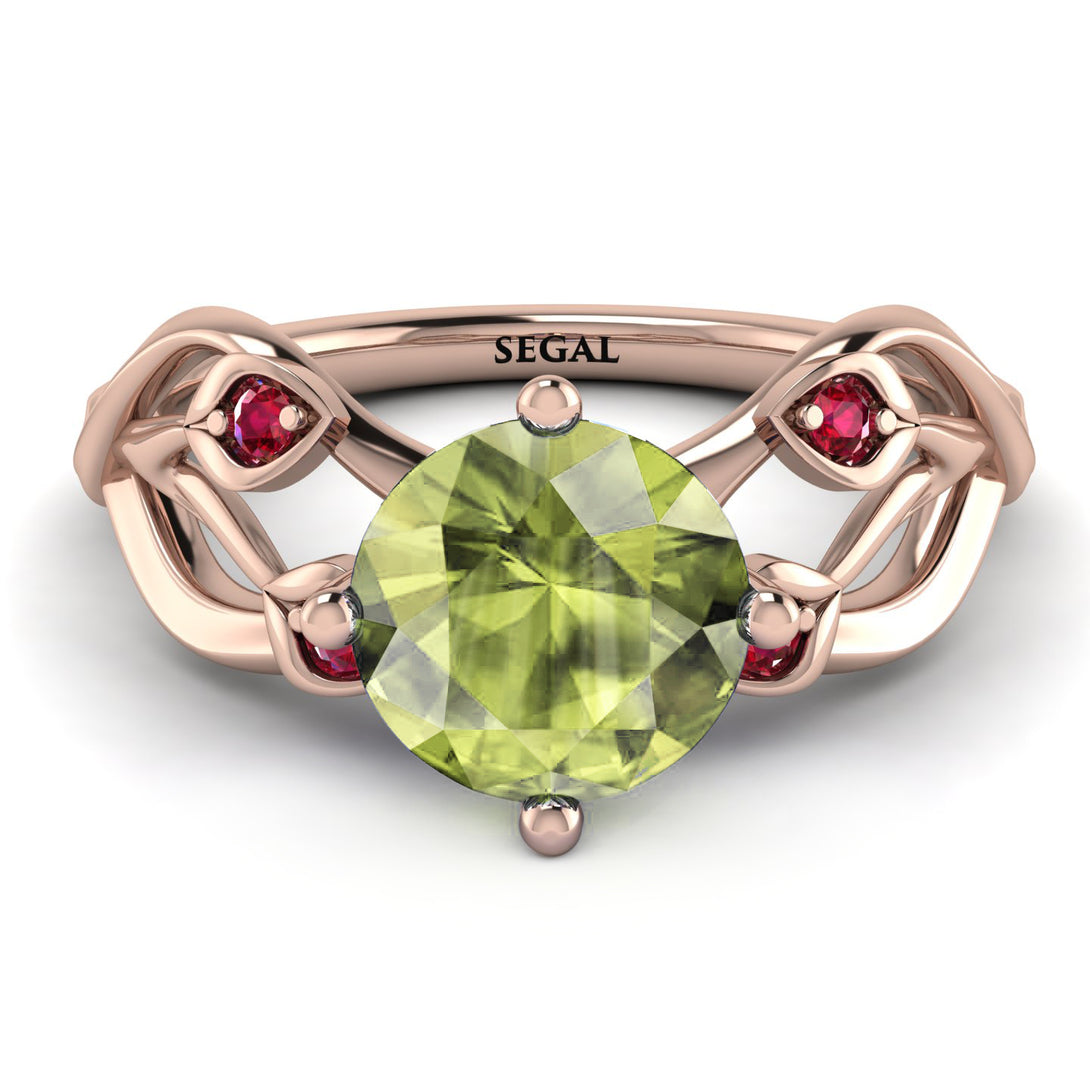 Peridot Blossom 14K Golden Nature Inspired Engagement Ring - Haley No. 711