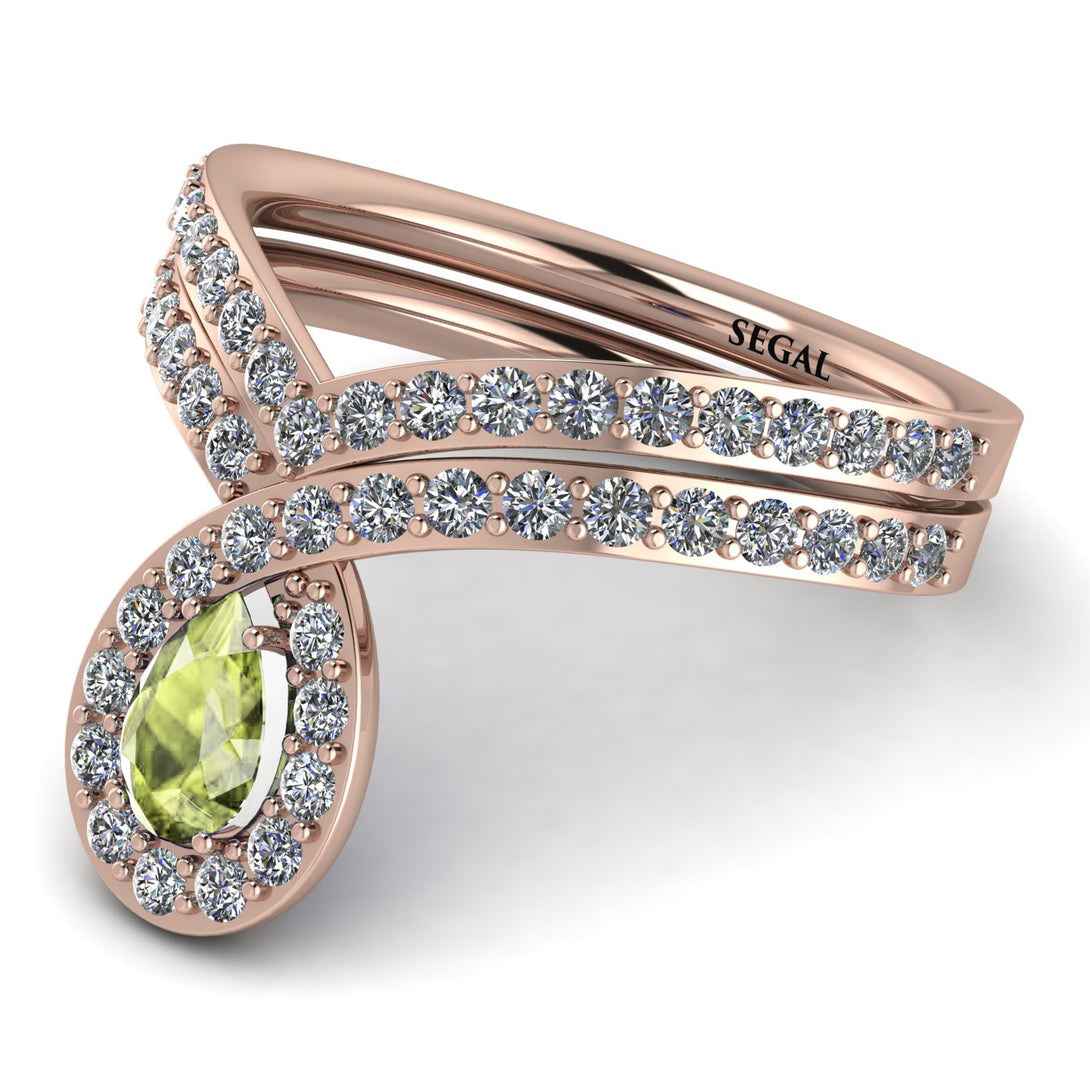 Peridot Pear Shape Stacking Bridal Set - Emilia No. 702