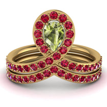 Peridot Pear Shape Stacking Bridal Set - Emilia No. 710 image 1
