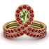Peridot Pear Shape Stacking Bridal Set - Emilia No. 710